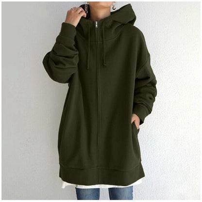 Oversized hooded zip style back view