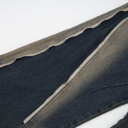 Men's zipper inkjet jeans waistband detail