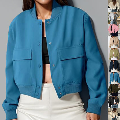 Stand collar pocket jacket side view