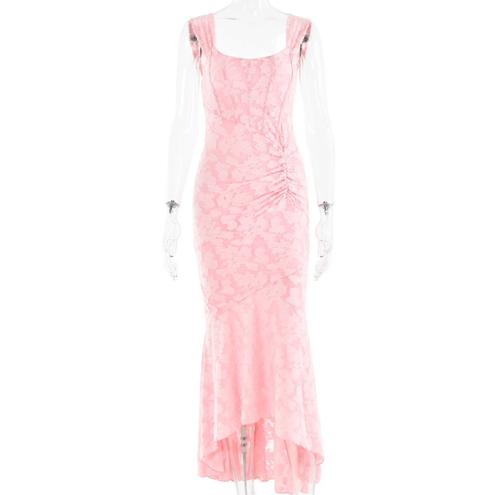 Backless Ruched Bodycon Dress