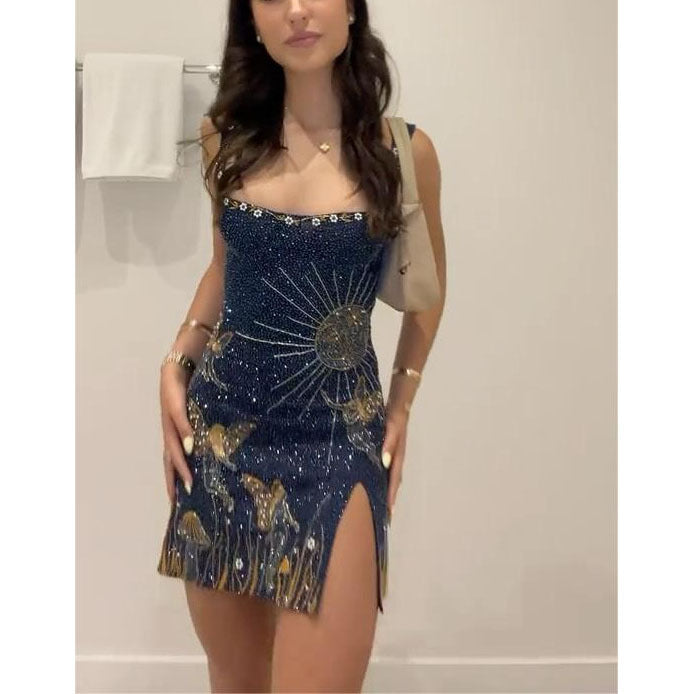 3D print slit sling dress back view