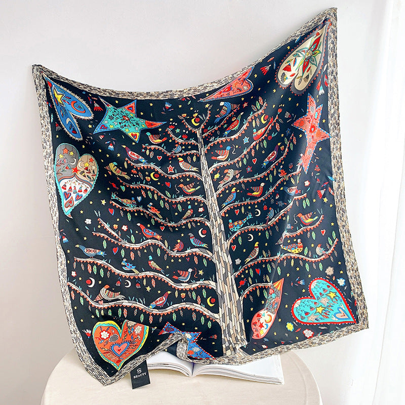 Garden silk scarf color and pattern view