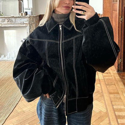 Lapel zip moto jacket color options