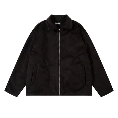 Men's retro wool polo jacket full length model