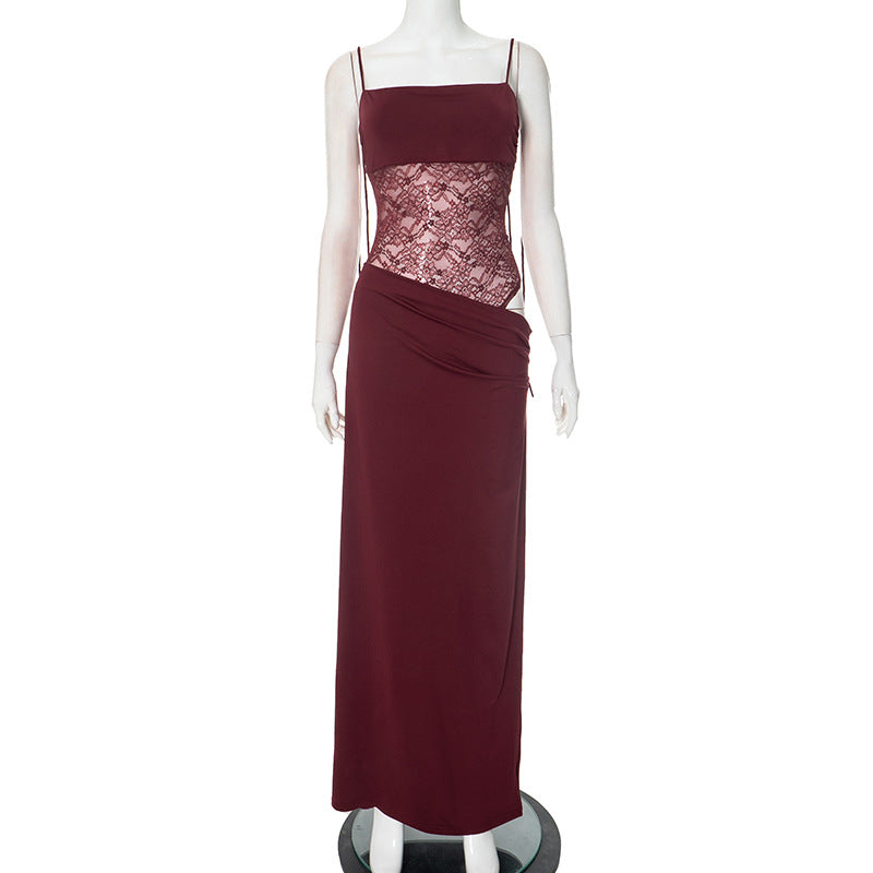 Y2K lace suspender dress fabric close-up
