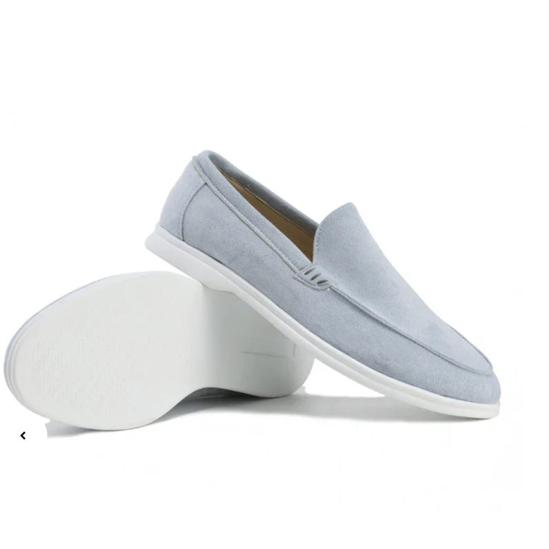 Men's premium suede loafers close-up detail