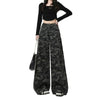 Women's camo print wide leg jeans casual fashion