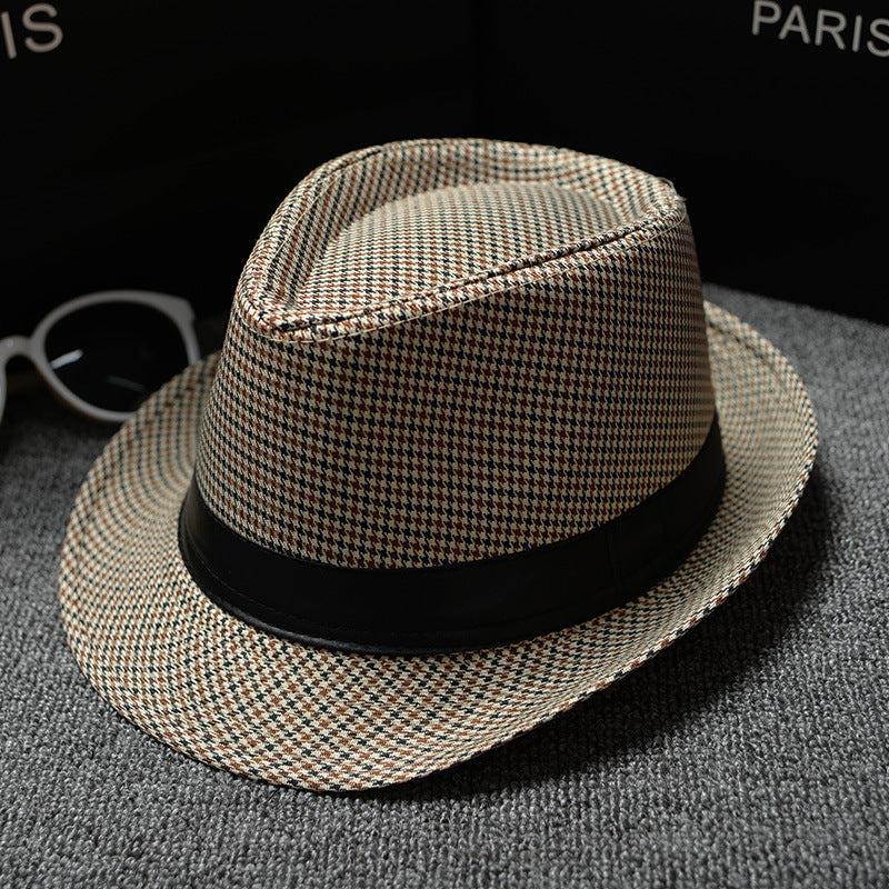 Houndstooth sun hat side view