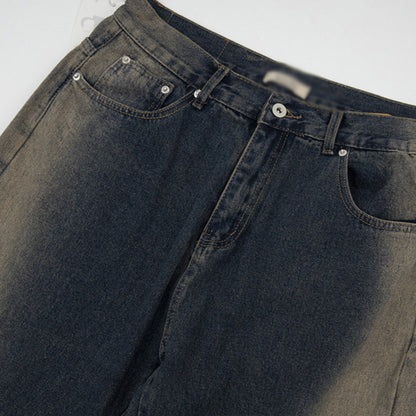 Men's zipper inkjet jeans full length model