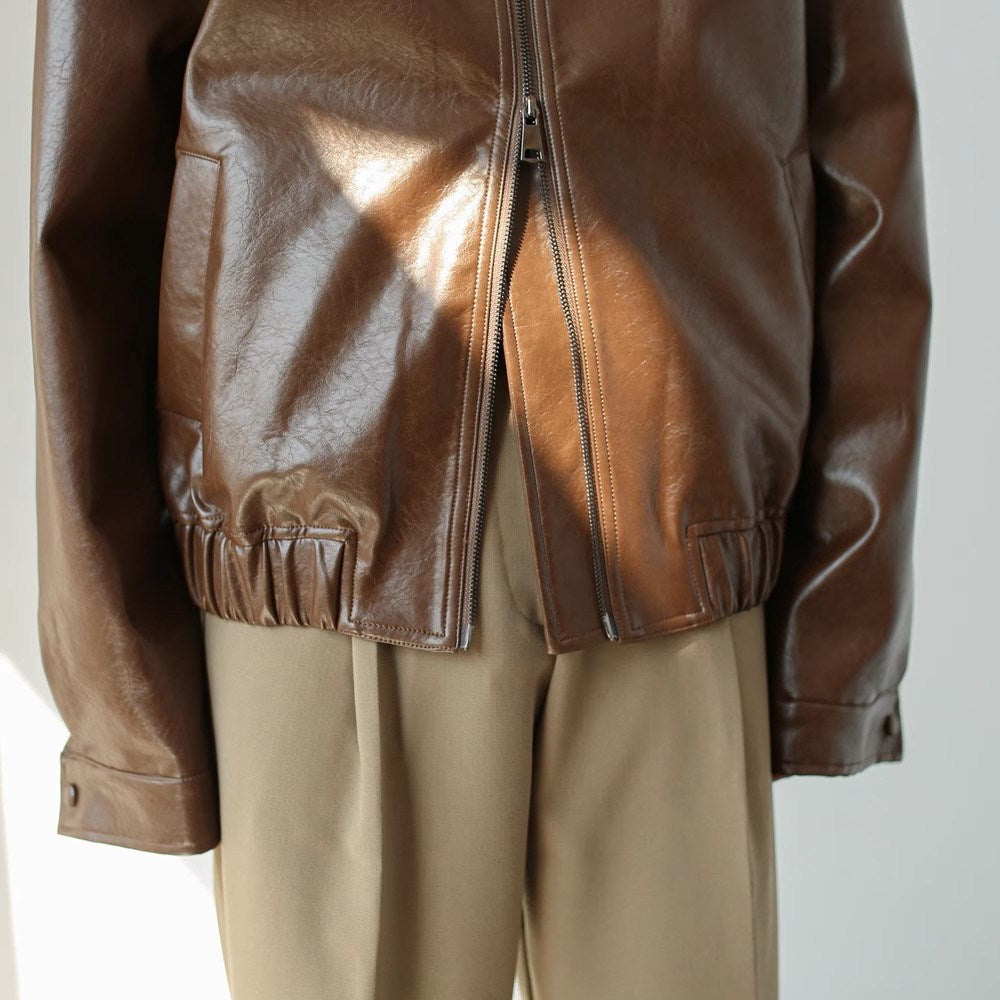 Retro short leather coat color options