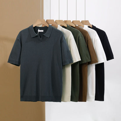 Premium ribbed polo back view