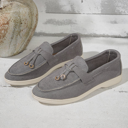 Women's premium suede lady loafers pair view