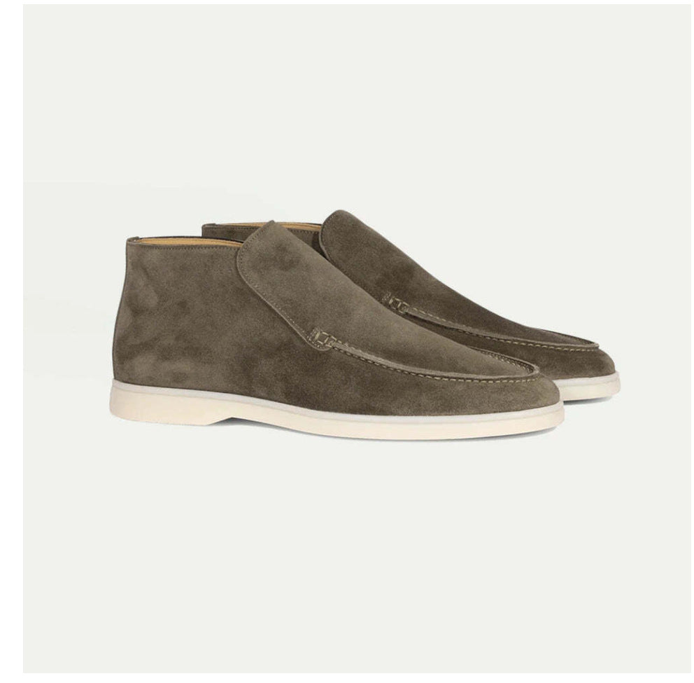 Men's premium high suede loafer side view