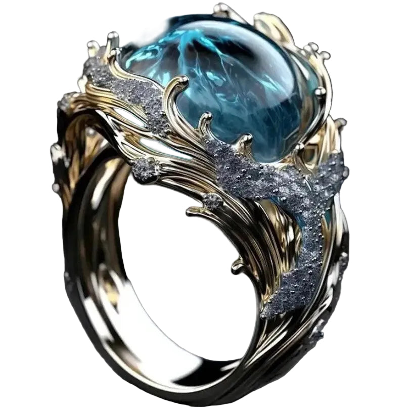 Wave oil drop diamond ring main view