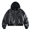 Men's hooded PU workwear jacket casual streetwear