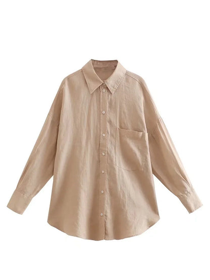 Women's estate linen shirt collar detail