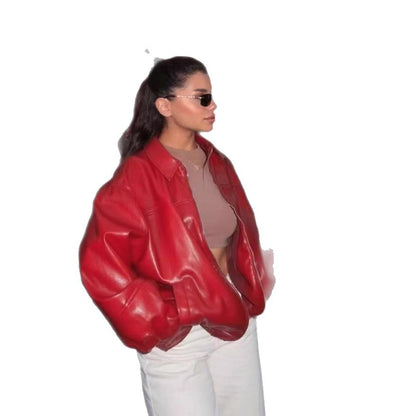 Versatile leather Bomber Jacket
