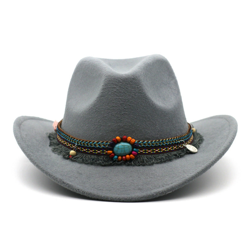 Unisex curled felt cowboy hat main view