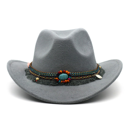 Unisex curled felt cowboy hat main view