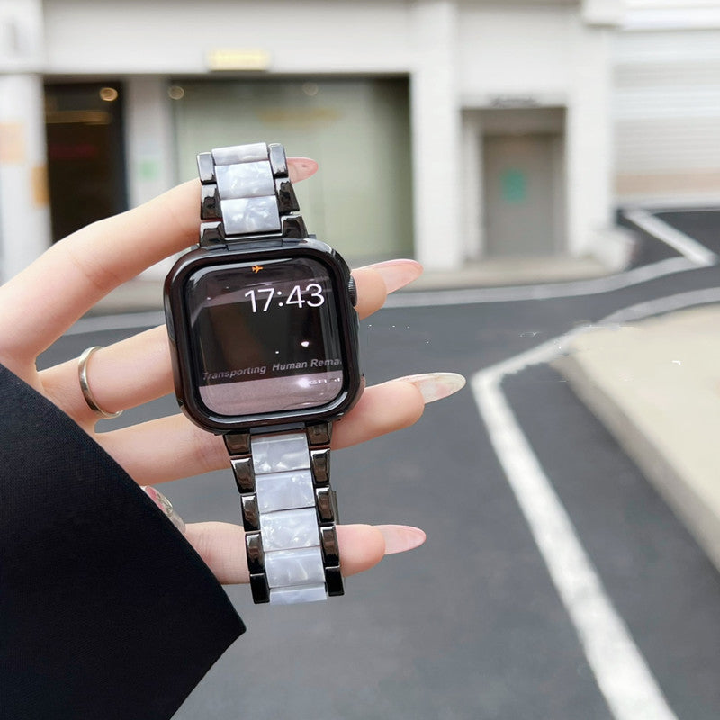Textured metal resin watch side view