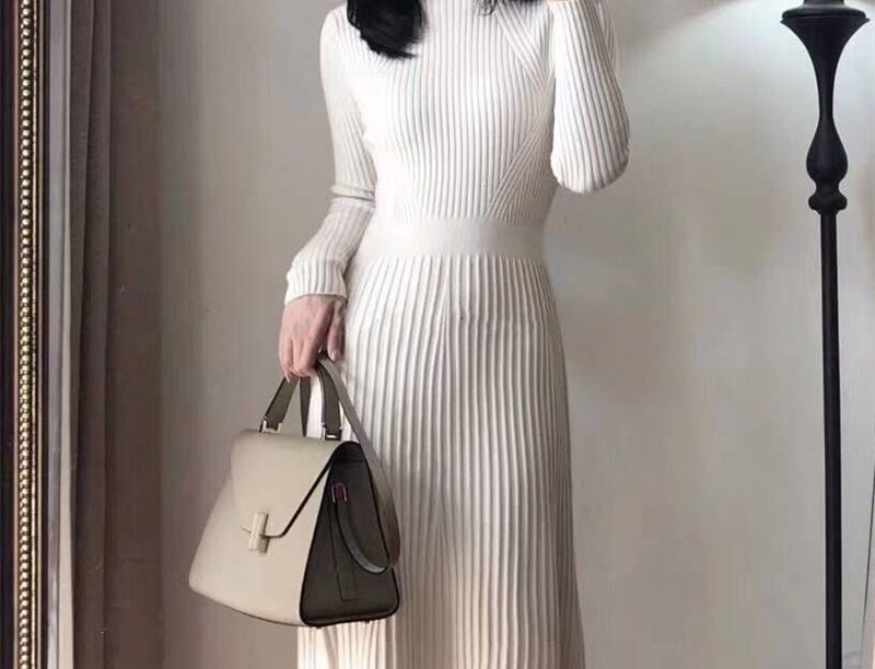 Women's cashmere flare dress side view
