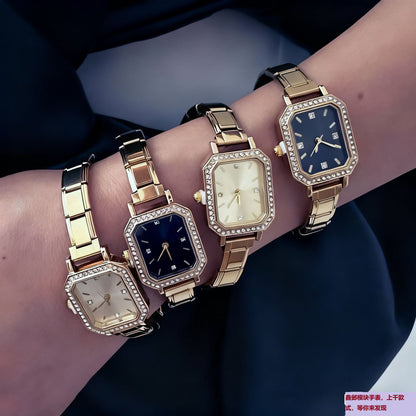Diamond-embellished watch side view