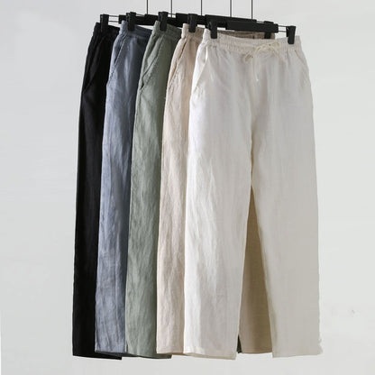 Zanzibar relaxed linen trousers side view