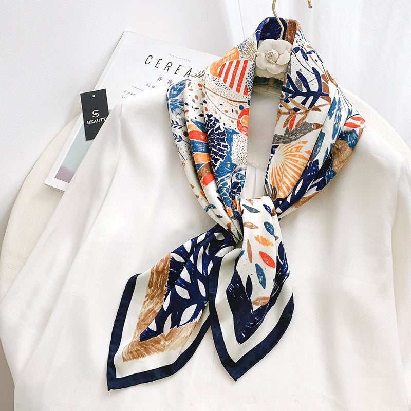 Garden silk scarf print detail close-up