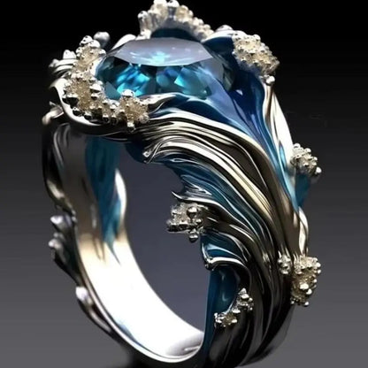 Wave oil drop diamond ring lifestyle