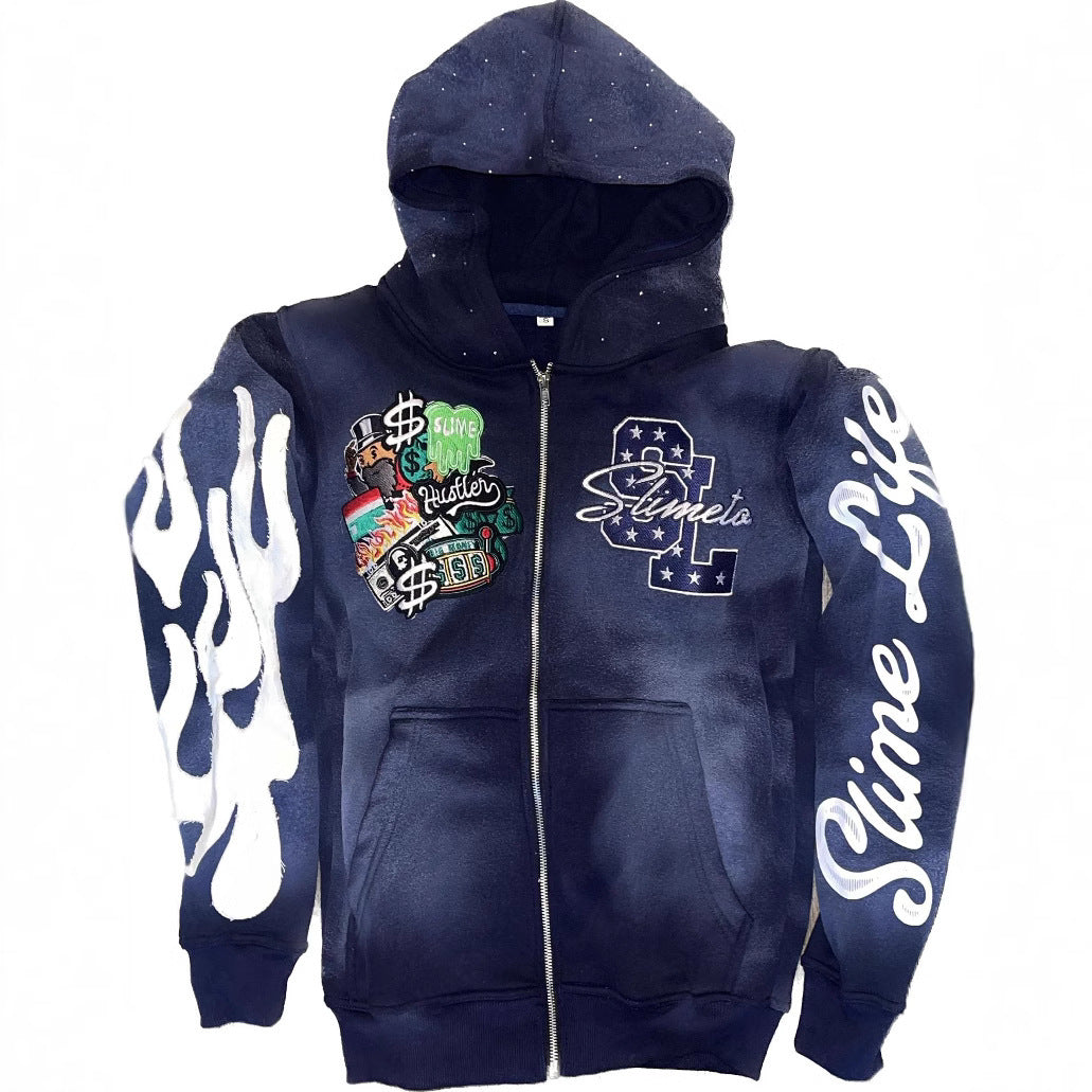 Embroidered Hood Cardigan
