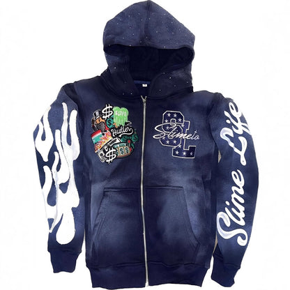 Embroidered Hood Cardigan