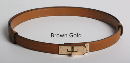 Women's vintage slim belt leather close-up