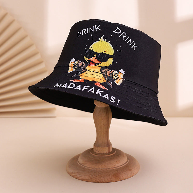 Unisex yellow duck hat on model