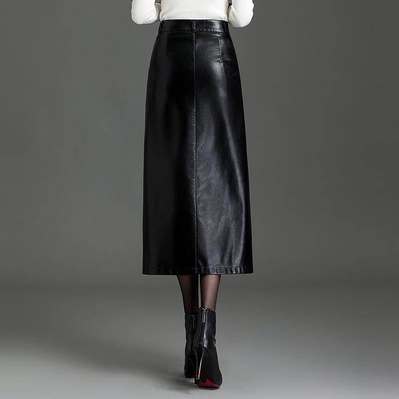 Black PU midi skirt lifestyle