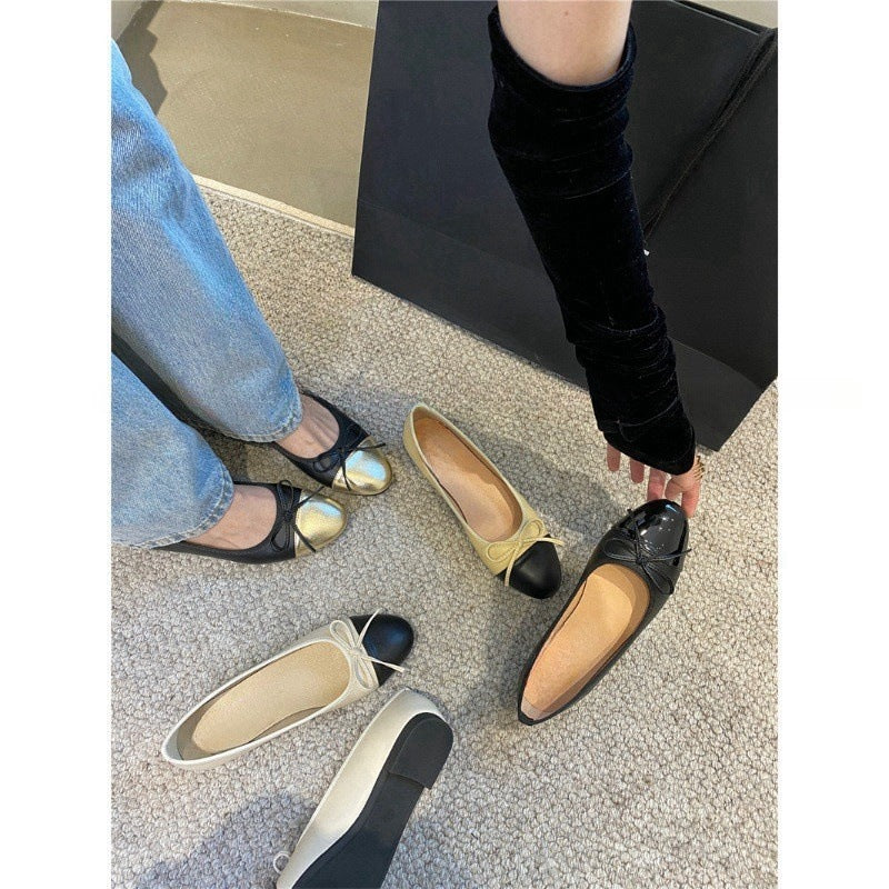 Women's flat bowknot ballet shoes back view
