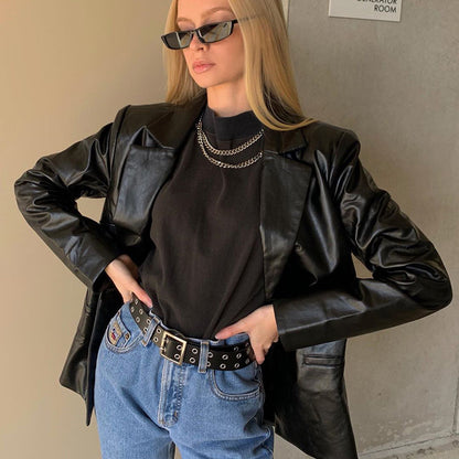 Lapel Casual Leather Jacket