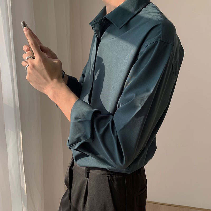 Men's retro drape white shirt lifestyle styled