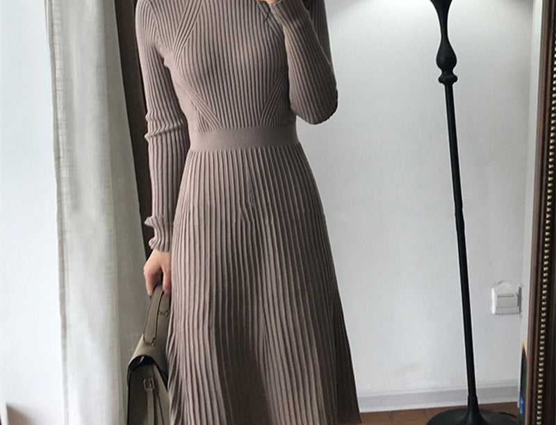 Women's cashmere flare dress lifestyle styled
