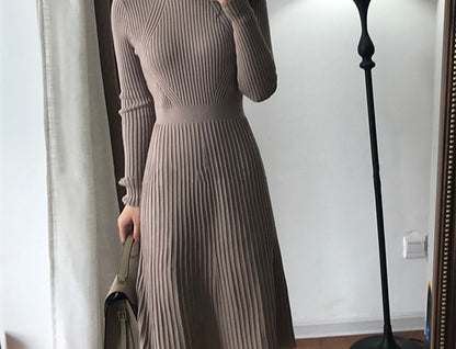 Women's cashmere flare dress lifestyle styled