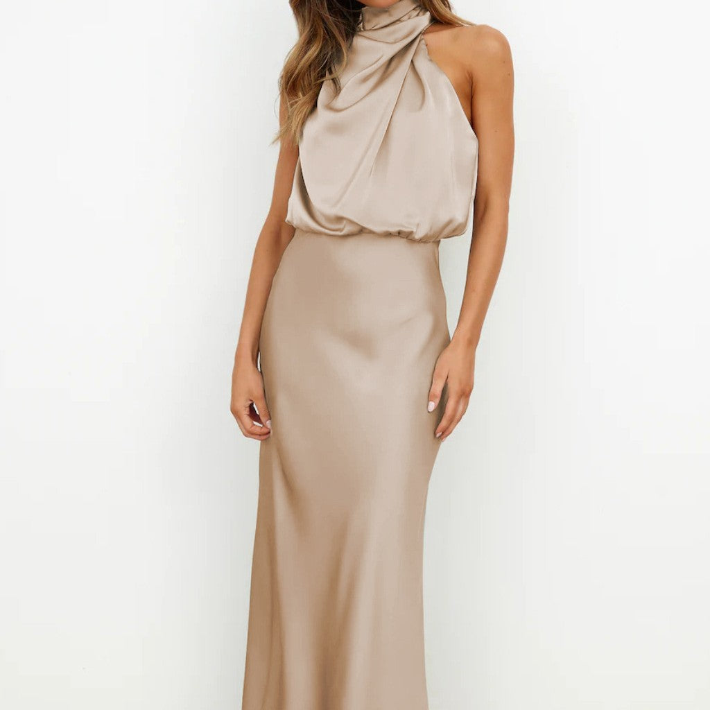 Elegant sleeveless summer dress styled