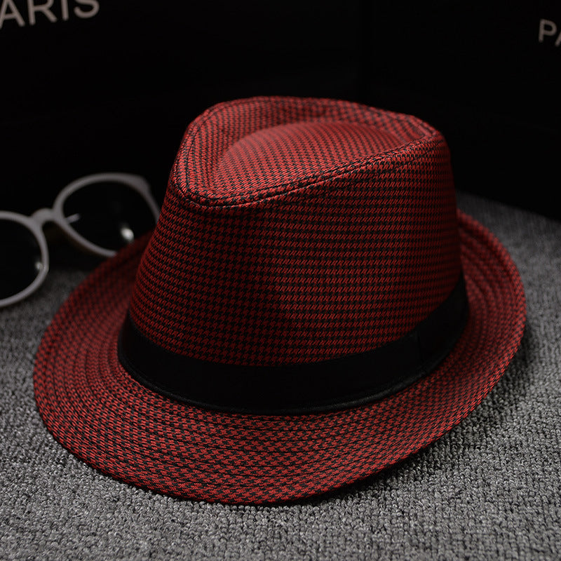 Houndstooth sun hat pattern detail