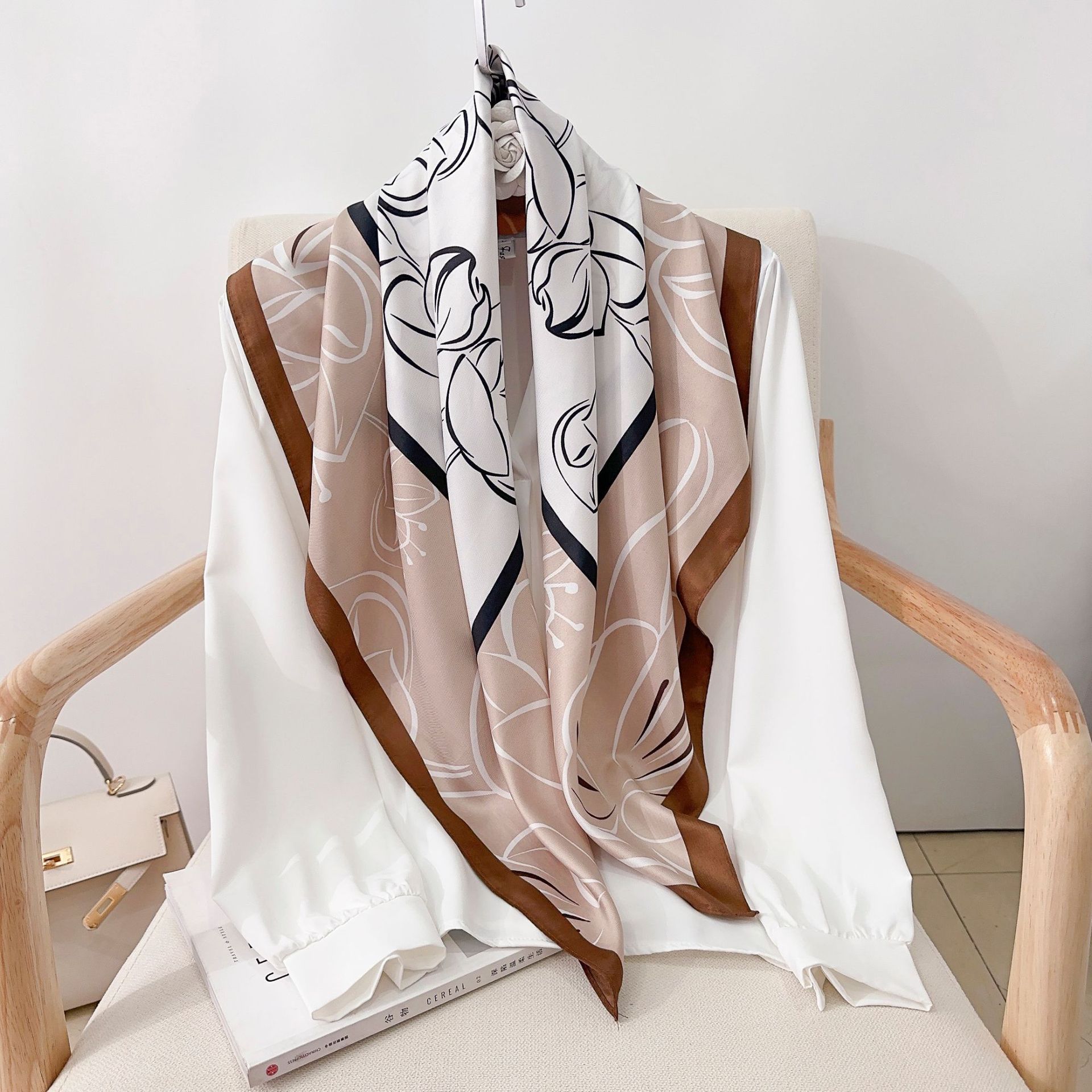Garden silk scarf full view unfolded