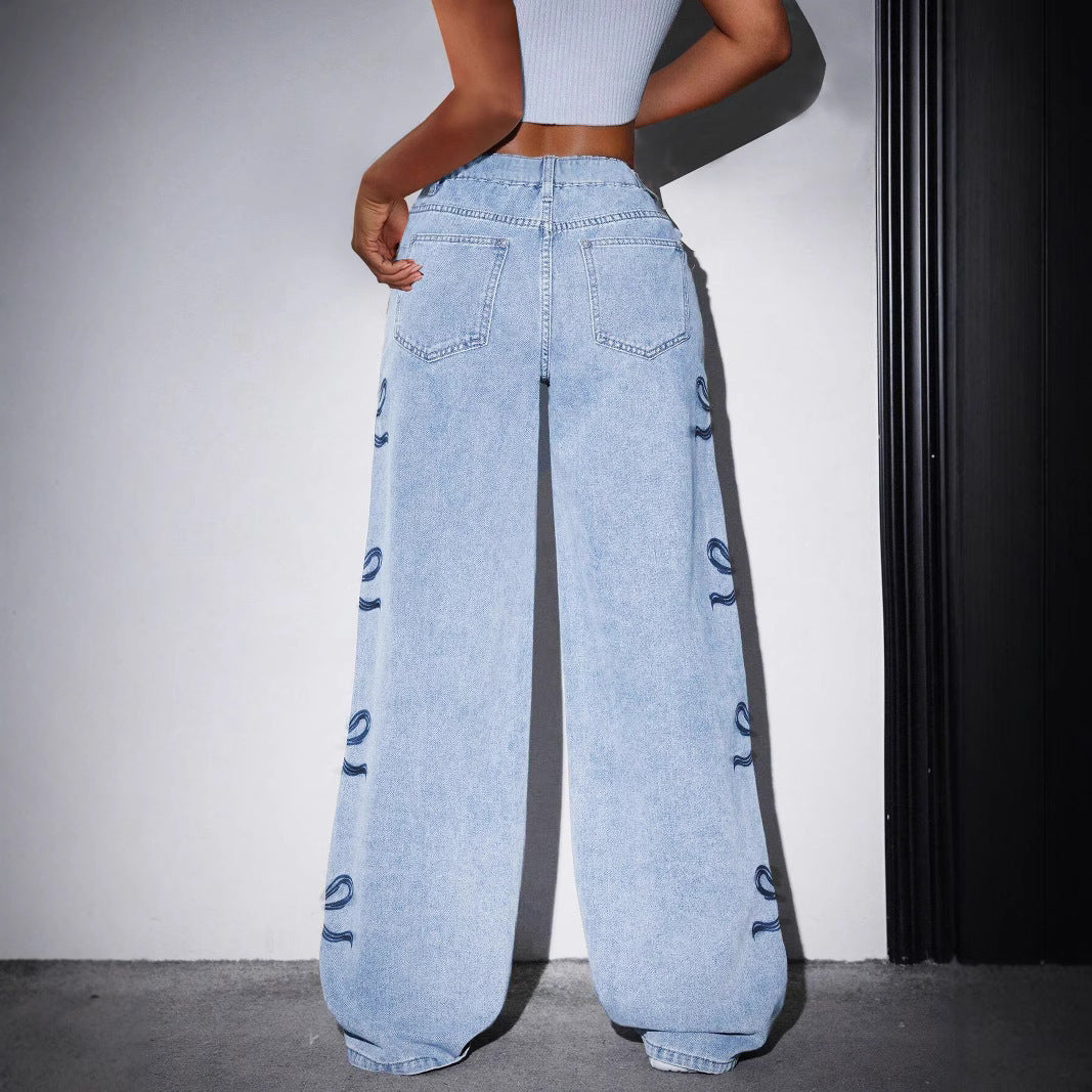 Printed wide leg jeans lifestyle