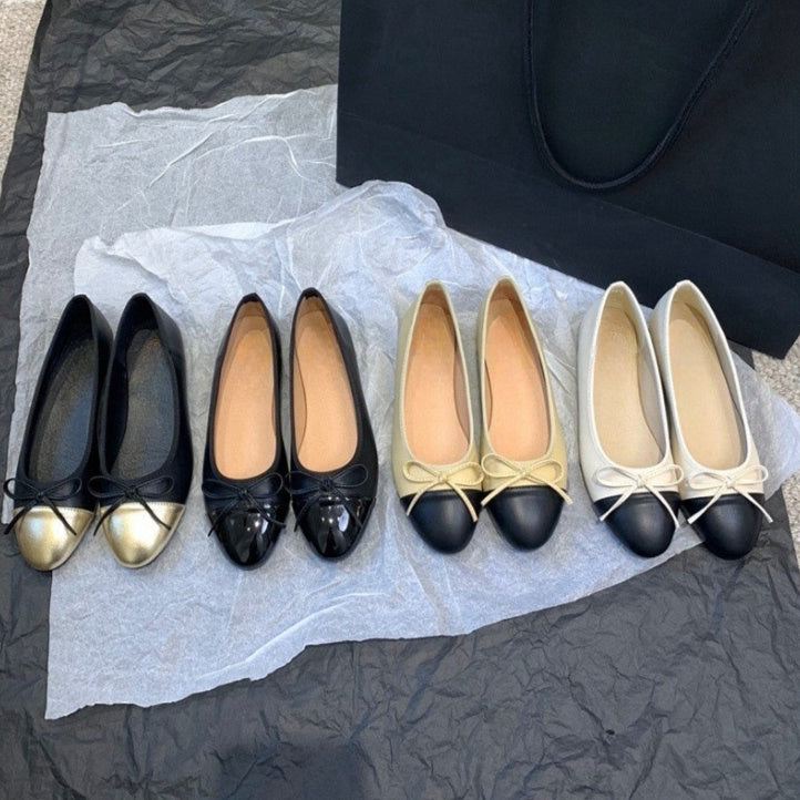 Women's flat bowknot ballet shoes side view