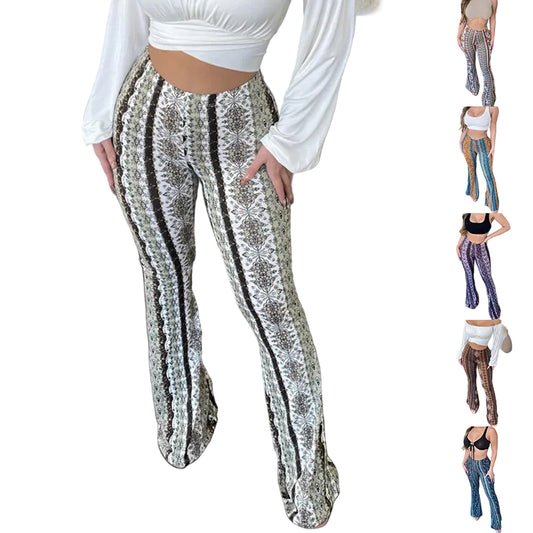TAEVI printed slim fit pants main view