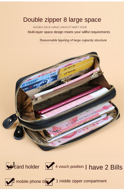 Oil wax leather wallet card slots