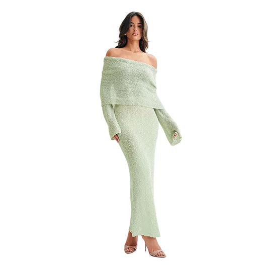 One shoulder knit dress main view