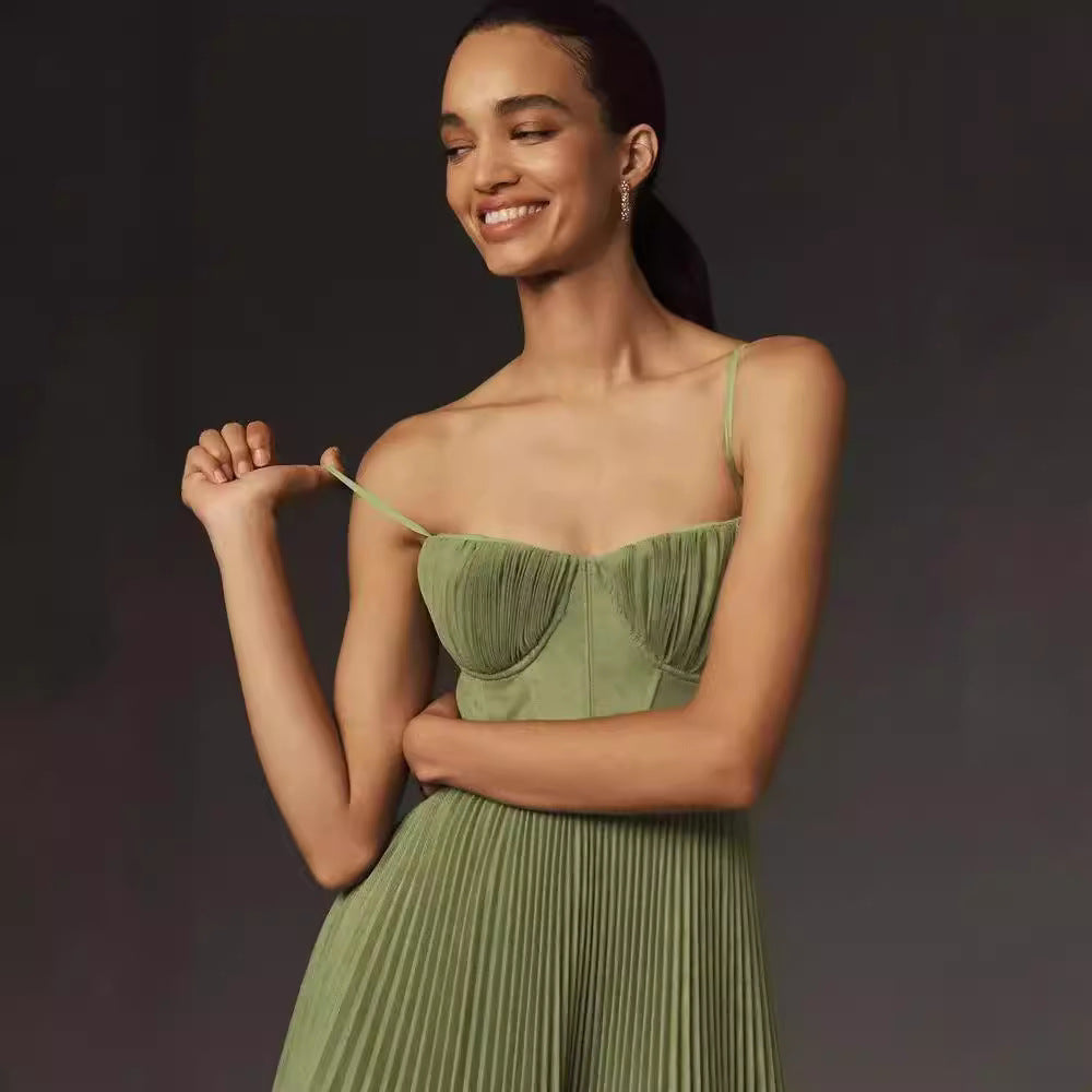 Backless sling slim dress strap detail