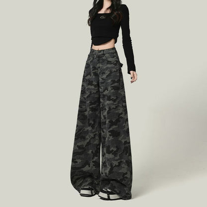 Camo wide leg jeans lifestyle