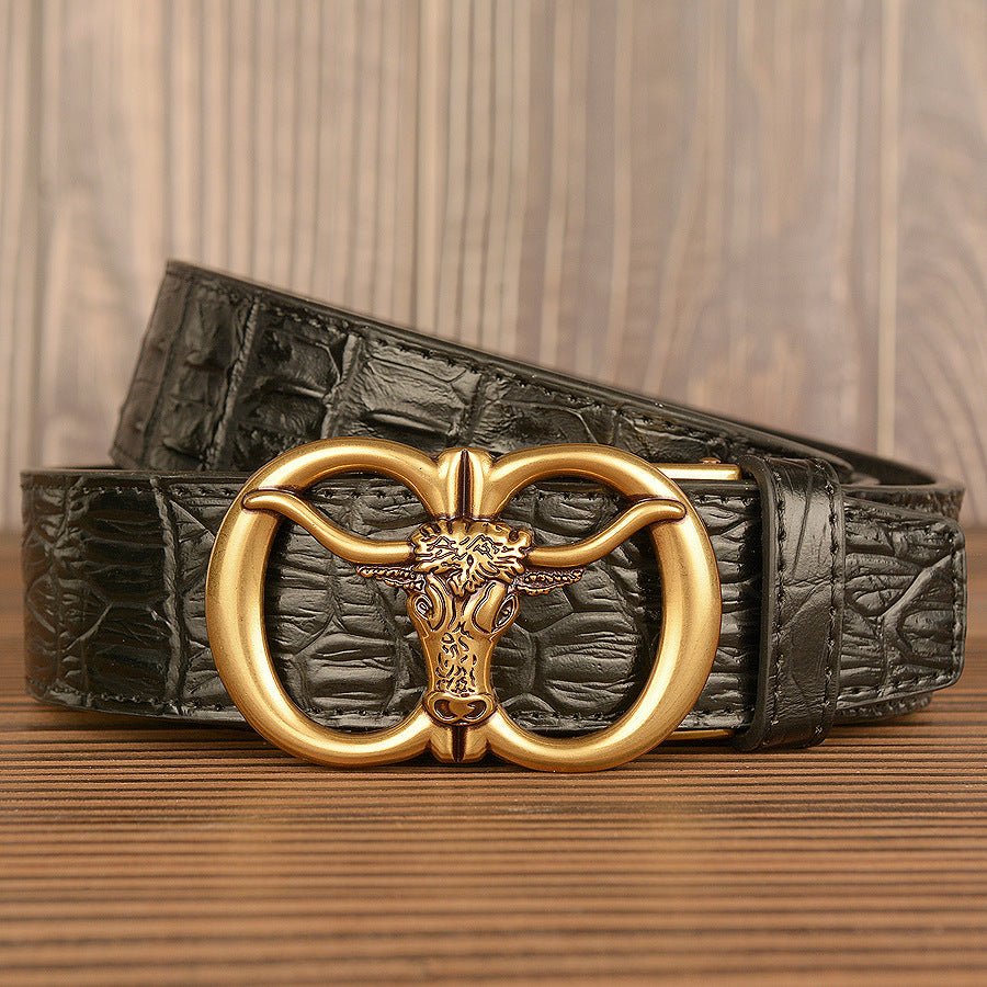 Oxhead retro belt buckle detail